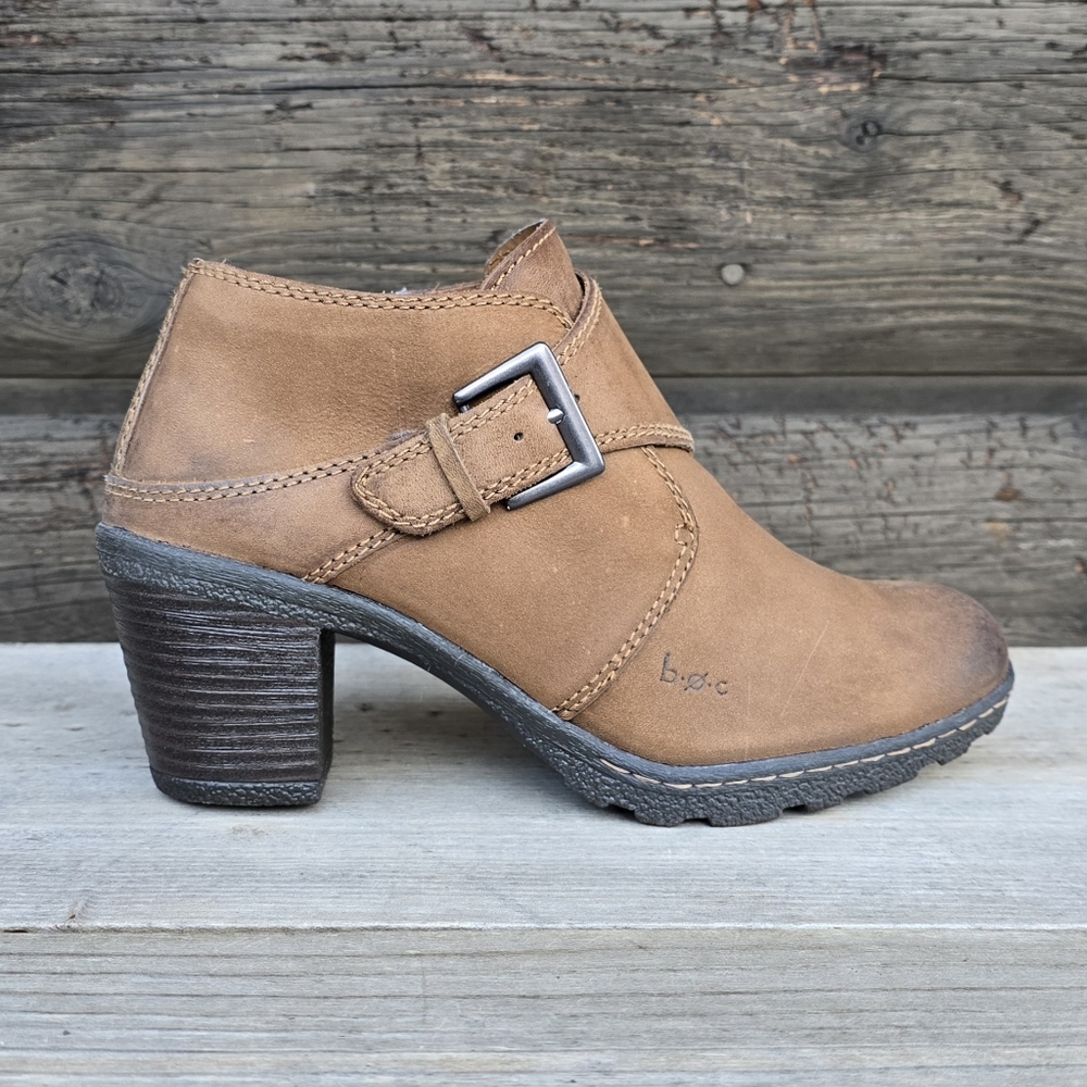 b.o.c Boho Rustic Monk Strap Nubuck Leather Block Heel Comfort Bootie 7.5M